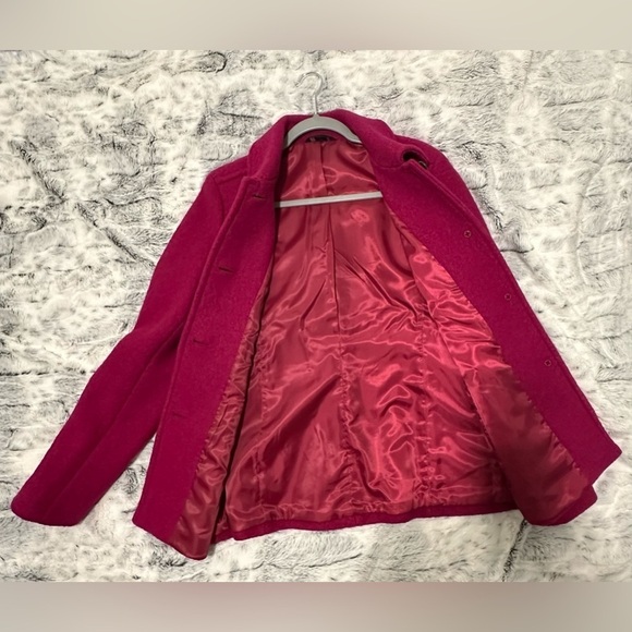 Lands’end Pink Wool Blend, Ladies Pea Coat, Size 10 with two pockets - Picture 6 of 10